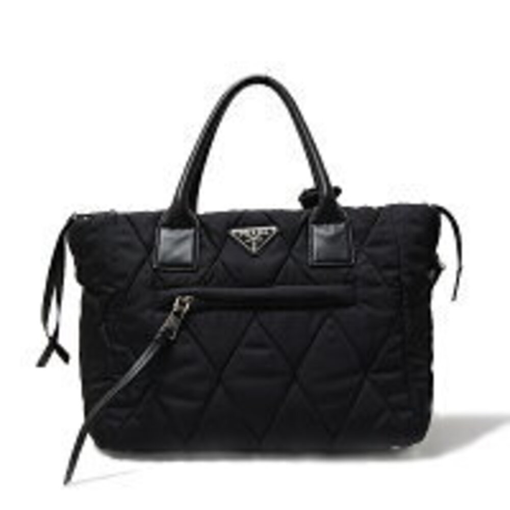 Prada quilted tote bag leather black